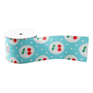 Kirsch-Punktmuster – Retro-Frucht-Geschenk & Deko Ripsband