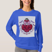 Kirsch-Schädel-Halloween-Langarm-Blau-Kawaii