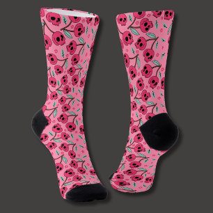 Kirsch-Schädel Retro Groovy Mädchenhaft Socken