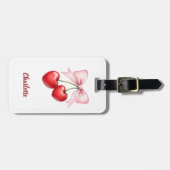 Kirsch-Schleife rosa Name Gepäckanhänger (Vorderseite horizontal)