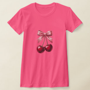 Kirsch-Schleifen-Grafik-T-Shirt Coquette-Ästheti T-Shirt