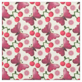 Kirsch-Schmetterling Kawaii Nahtloses Muster Stoff (Nahaufnahme)