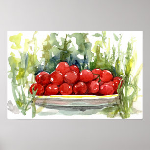 Kirsch-Tomaten-Garten-Gemüse-Aquarell Poster