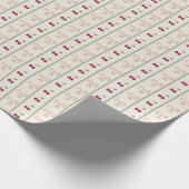 Kirsch- und Schleifenmuster gestreift Geschenkpapier (Ecke)