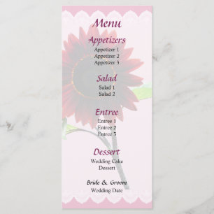 Kirsch- und Schokoladen-Hochzeitsmenü Menükarte