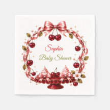 Kirschband-Baby-Party rosa Satinschleife Kirschen