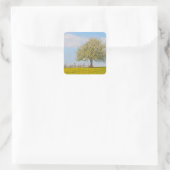 Kirschbaum im Frühling Quadratischer Aufkleber (Tasche)