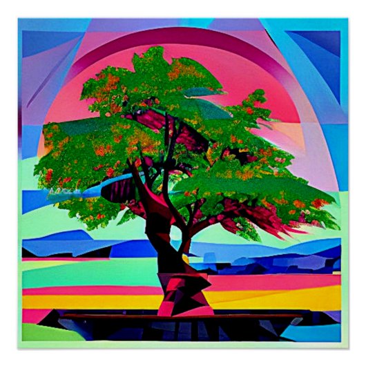 Kirschbaum inmitten von Felsen 1 Poster (Vorderseite)