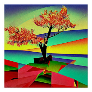 Kirschbaum inmitten von Felsen 3 Poster