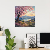 Kirschbaum - Malerei im impressionistischen Stil Poster (Heimbüro)