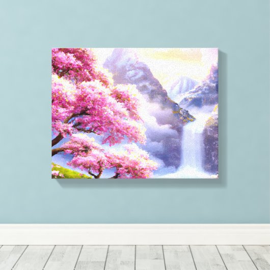 "Kirschbäume am Ufer I" Leinwanddruck (Insitu (Holzboden))