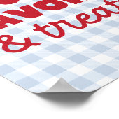 Kirschblau Gingham-Geschenke & Leckereien Geburtst Poster (Ecke)