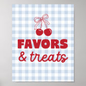 Kirschblau Gingham-Geschenke & Leckereien Geburtst Poster (Vorne)