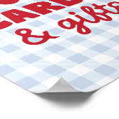 Kirschblau Gingham-Karten und Geburtstagsgeschenke Poster (Ecke)