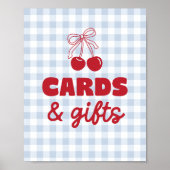 Kirschblau Gingham-Karten und Geburtstagsgeschenke Poster (Vorne)