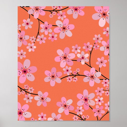 Kirschblüte 10 Orange und Pink Poster (Vorne)