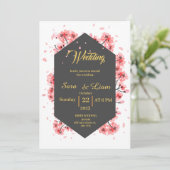 Kirschblüte Aquarell Einladung (Stehend Vorderseite)