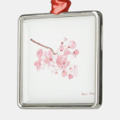 Kirschblüte Aquarell Rosa Baum Japan Orientalisch Silbernes Ornament (Links)