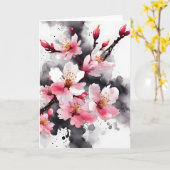 Kirschblüte - Aquarellblumen Karte (Gelbe Blume)