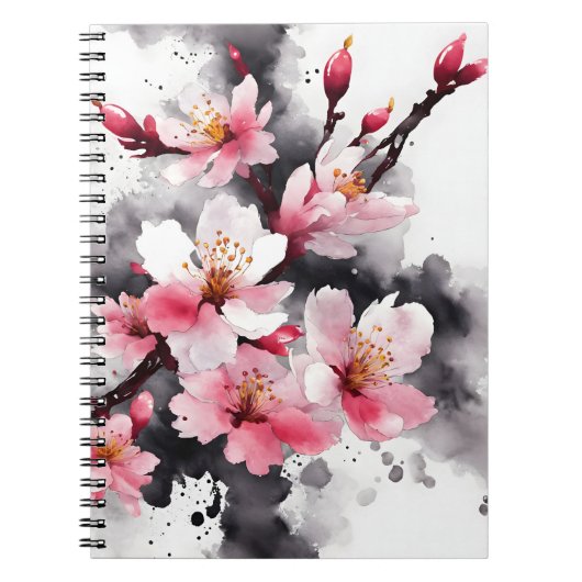 Kirschblüte - Aquarellblumen Notizblock (Vorderseite)