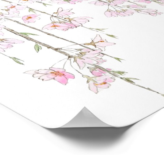 Kirschblüte Aquarellfeder 2018 Poster (Ecke)