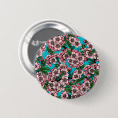 Kirschblüte auf blau button (Vorne & Hinten)