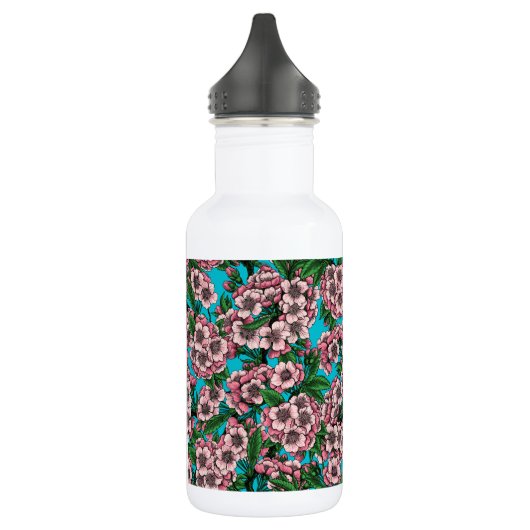 Kirschblüte auf blau edelstahlflasche (Links)