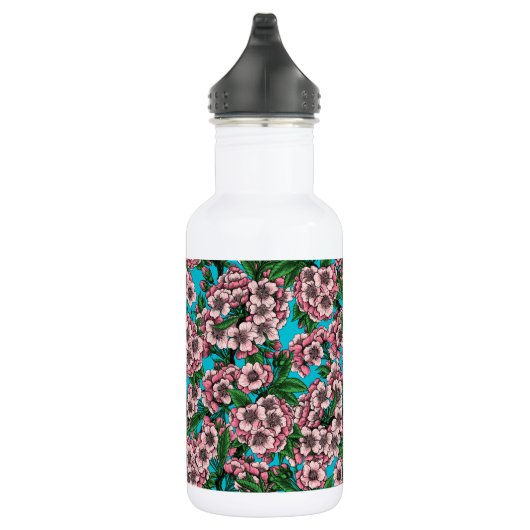Kirschblüte auf blau edelstahlflasche (Rechts)