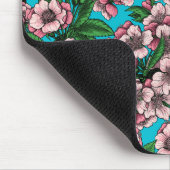Kirschblüte auf blau mousepad (Ecke)