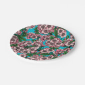 Kirschblüte auf blau pappteller (Schrägansicht)