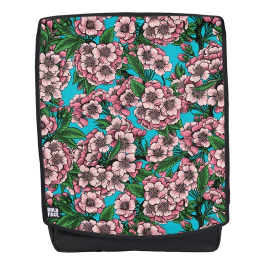 Kirschblüte auf blau rucksack (Vorderseite)