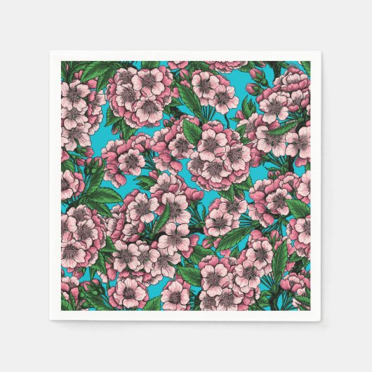 Kirschblüte auf blau serviette (Vorderseite)