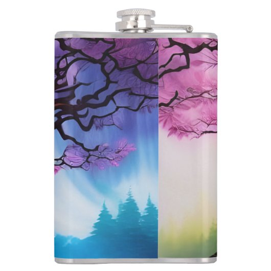 Kirschblüte Baum des Lebens Flachmann (Rückseite)