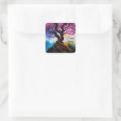 Kirschblüte Baum des Lebens Quadratischer Aufkleber (Tasche)
