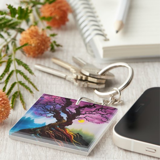 Kirschblüte Baum des Lebens Schlüsselanhänger (Vorderseite rechts)