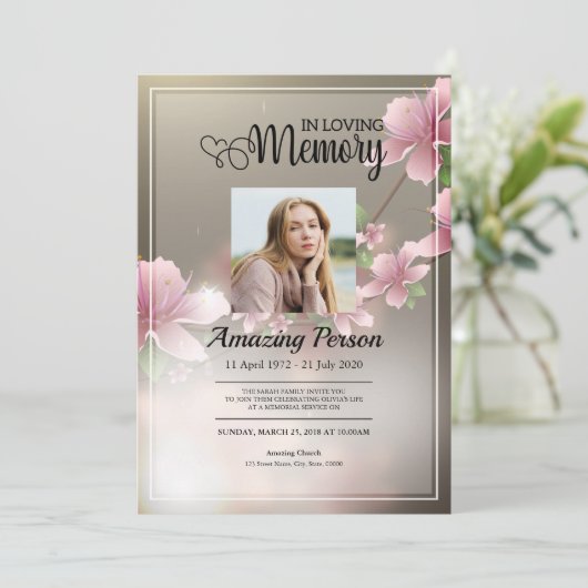 Kirschblüte Beerdigung Reihenfolge des Dienstes Ei Einladung (Stehend Vorderseite)