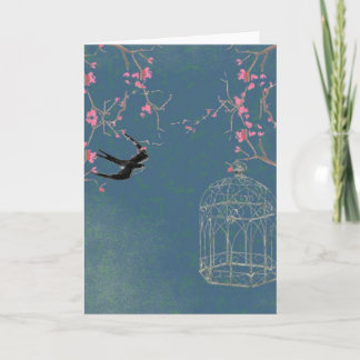 Kirschblüte, Birdcagekarte, laden, Geburtstag ein Einladung