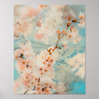 Kirschblüte Blume Aquarellmalerei Poster