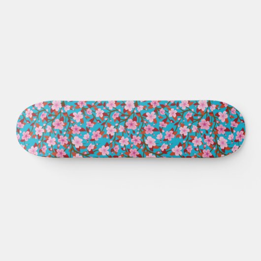 Kirschblüte-Blumen-Illustration Skateboard (Horizontal)