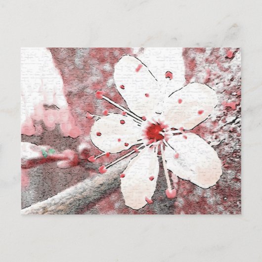 Kirschblüte Hochzeit rot-weiß elegante Invit Postkarte (Rückseite)