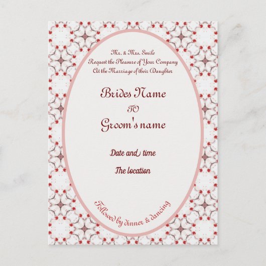 Kirschblüte Hochzeit rot-weiß elegante Invit Postkarte (Vorderseite)