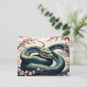 Kirschblüte im Jahr der Schlange Postkarte (Stehend Vorderseite)