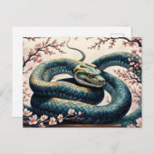 Kirschblüte im Jahr der Schlange Postkarte (Vorne/Hinten)