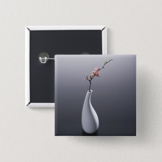 Kirschblüte im Vase Button (Vorne & Hinten)