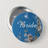 Kirschblüte in blauem Himmelsheihknopf. Button (Vorne & Hinten)