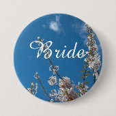 Kirschblüte in blauem Himmelsheihknopf. Button (Vorderseite)