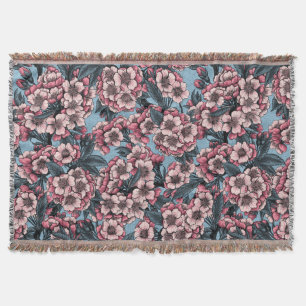 Kirschblüte in Rosa und Blau Decke