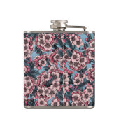 Kirschblüte in Rosa und Blau Flachmann (Rückseite)