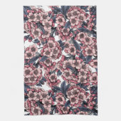 Kirschblüte in Rosa und Blau Geschirrtuch (Vertikal)