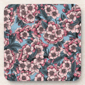 Kirschblüte in Rosa und Blau Getränkeuntersetzer (Vorderseite)